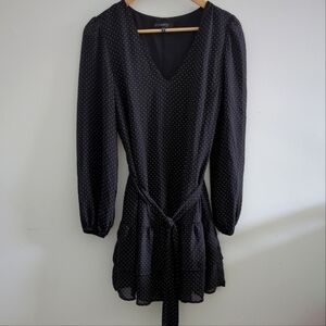 DYNAMITE | Women's Black/White Polka Dot Long Sleeved Mini  Dress